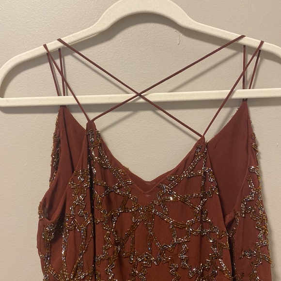 River Island Burgundy Beaded Sleeveless Blouse - Picture 8 of 10